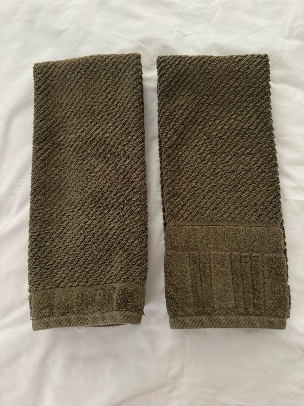 Vintage 2001 Premier by CTC Home Fashions Olive Green Hand Towels | Set of 2 (3)